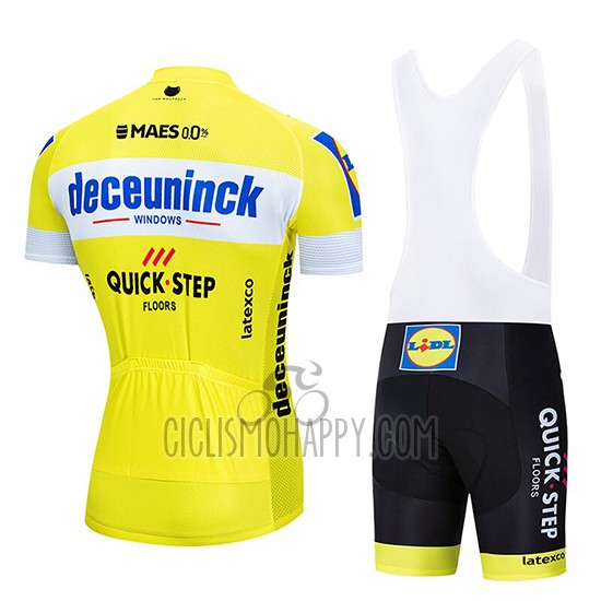Deceuninck Quick Step Cycling Jersey Bib Short 2019 Short Sleeve Yellow White